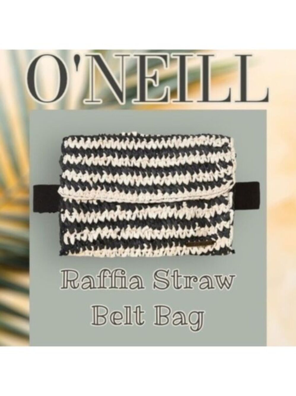 O'NEILL Black-Off White Raffia Straw Approx 43”L Belt/Shoulder Bag NWT/OS